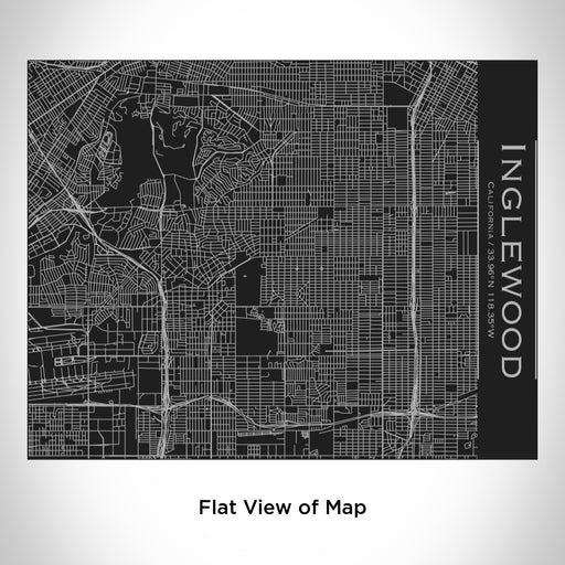Rendered View of Inglewood California Map Engraving on 20oz Stainless Steel Insulated Bottle with Bamboo Top in Black