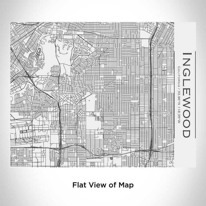 Rendered View of Inglewood California Map Engraving on 20oz Stainless Steel Insulated Bottle with Bamboo Top in White