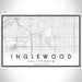 Inglewood California Map Print Landscape Orientation in Classic Style With Shaded Background