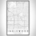 Inglewood California Map Print Portrait Orientation in Classic Style With Shaded Background