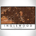Inglewood California Map Print Landscape Orientation in Ember Style With Shaded Background