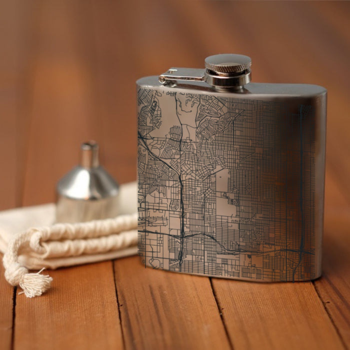Inglewood California Custom Engraved City Map Inscription Coordinates on 6oz Stainless Steel Flask