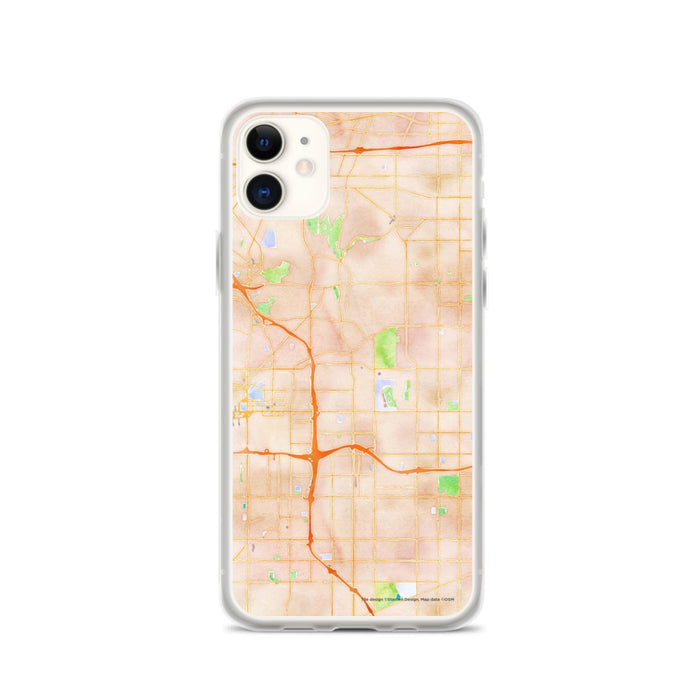 Custom iPhone 11 Inglewood California Map Phone Case in Watercolor