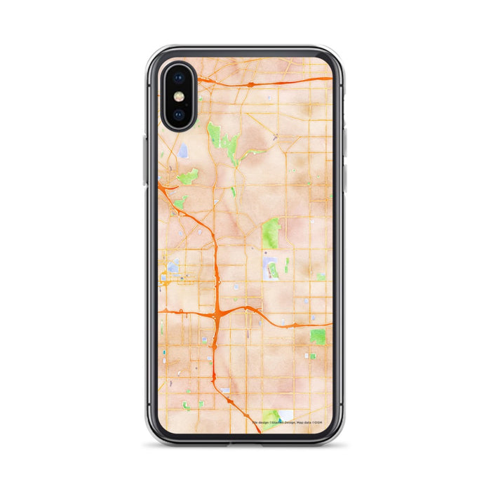 Custom iPhone X/XS Inglewood California Map Phone Case in Watercolor
