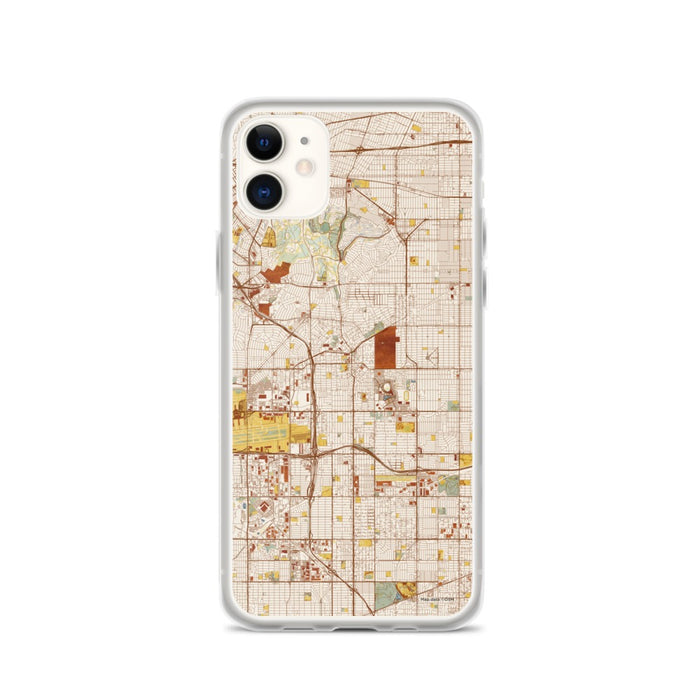 Custom iPhone 11 Inglewood California Map Phone Case in Woodblock