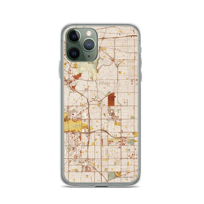 Custom iPhone 11 Pro Inglewood California Map Phone Case in Woodblock
