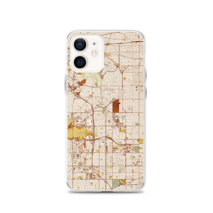 Custom iPhone 12 Inglewood California Map Phone Case in Woodblock