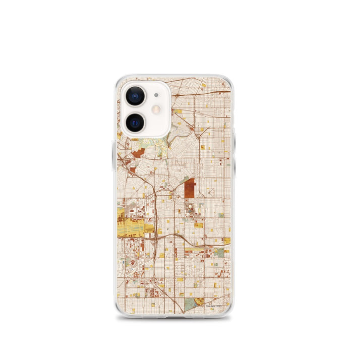 Custom iPhone 12 mini Inglewood California Map Phone Case in Woodblock