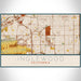 Inglewood California Map Print Landscape Orientation in Woodblock Style With Shaded Background
