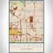 Inglewood California Map Print Portrait Orientation in Woodblock Style With Shaded Background