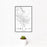 12x18 Iowa City Iowa Map Print Portrait Orientation in Classic Style With Small Cactus Plant in White Planter