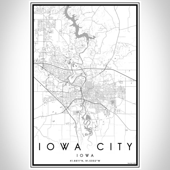 Iowa City Iowa Map Print Portrait Orientation in Classic Style With Shaded Background