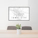 24x36 Iowa City Iowa Map Print Landscape Orientation in Classic Style Behind 2 Chairs Table and Potted Plant