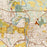 Iowa City Iowa Map Print in Woodblock Style Zoomed In Close Up Showing Details
