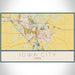 Iowa City Iowa Map Print Landscape Orientation in Woodblock Style With Shaded Background