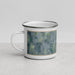 Left View Custom Iron Ridge Wisconsin Map Enamel Mug in Afternoon