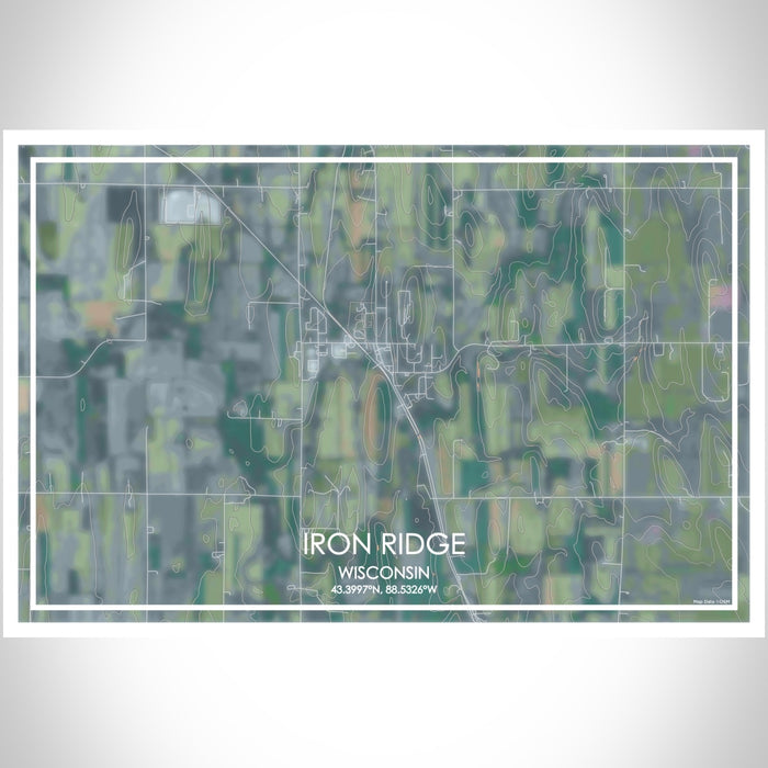 Iron Ridge Wisconsin Map Print Landscape Orientation in Afternoon Style With Shaded Background