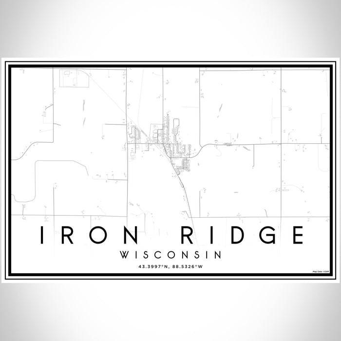 Iron Ridge Wisconsin Map Print Landscape Orientation in Classic Style With Shaded Background