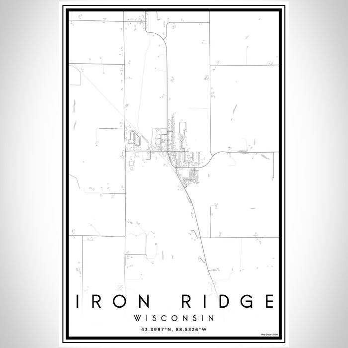 Iron Ridge Wisconsin Map Print Portrait Orientation in Classic Style With Shaded Background