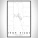 Iron Ridge Wisconsin Map Print Portrait Orientation in Classic Style With Shaded Background