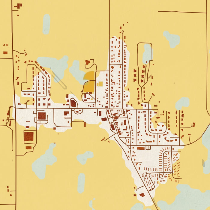 Iron Ridge Wisconsin Map Print in Woodblock Style Zoomed In Close Up Showing Details