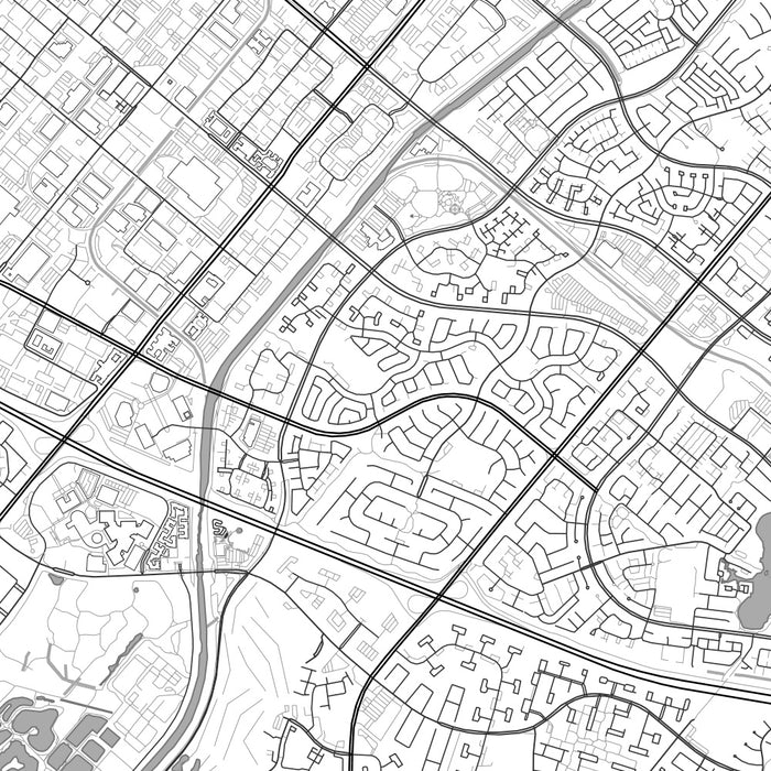 Irvine California Map Print in Classic Style Zoomed In Close Up Showing Details