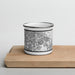 Front View Custom Irvine California Map Enamel Mug in Classic on Cutting Board