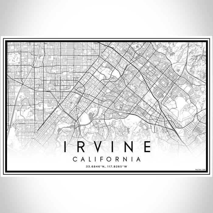 Irvine California Map Print Landscape Orientation in Classic Style With Shaded Background