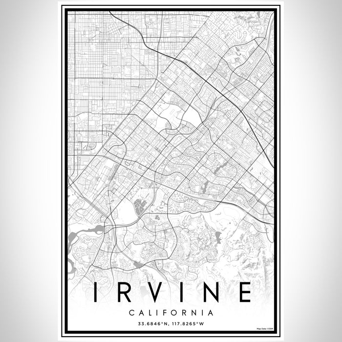 Irvine California Map Print Portrait Orientation in Classic Style With Shaded Background