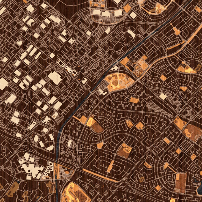Irvine California Map Print in Ember Style Zoomed In Close Up Showing Details