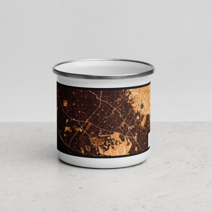 Front View Custom Irvine California Map Enamel Mug in Ember