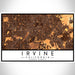 Irvine California Map Print Landscape Orientation in Ember Style With Shaded Background