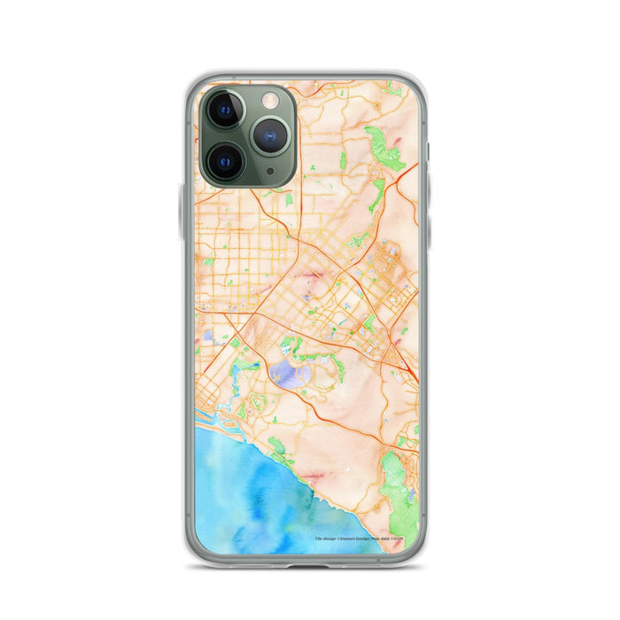 Custom iPhone 11 Pro Irvine California Map Phone Case in Watercolor