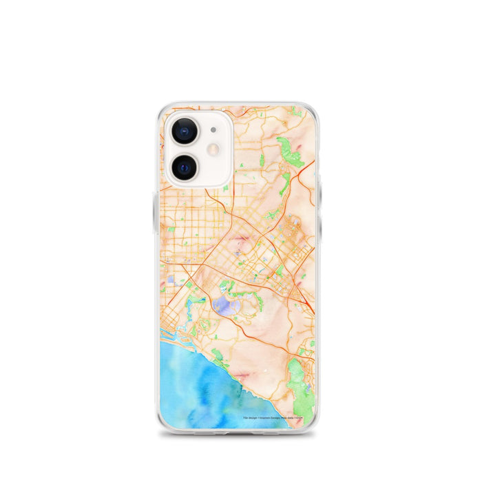 Custom iPhone 12 mini Irvine California Map Phone Case in Watercolor