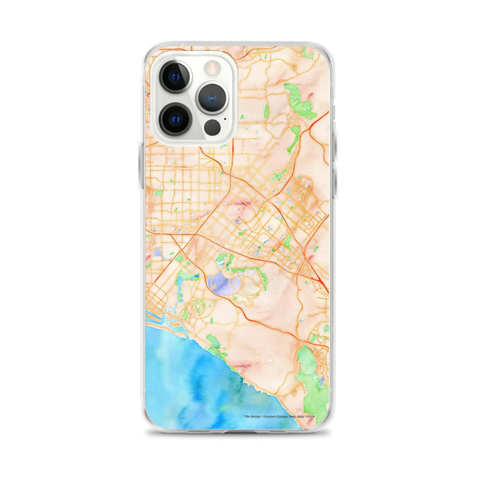 Custom iPhone 12 Pro Max Irvine California Map Phone Case in Watercolor