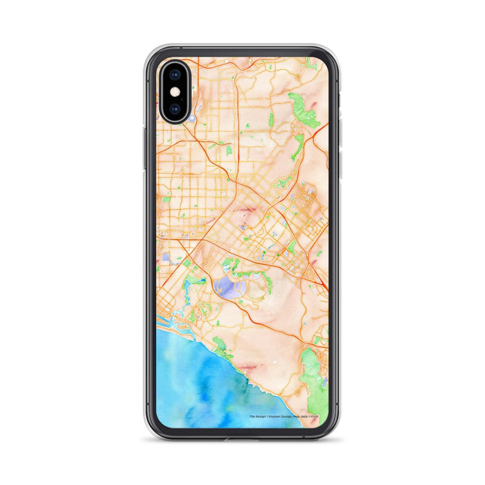 Custom iPhone XS Max Irvine California Map Phone Case in Watercolor
