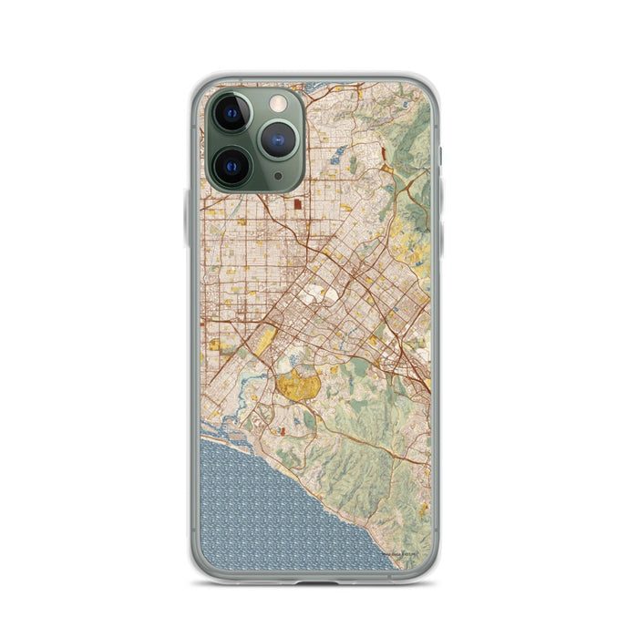 Custom iPhone 11 Pro Irvine California Map Phone Case in Woodblock