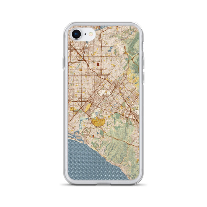 Custom iPhone SE Irvine California Map Phone Case in Woodblock