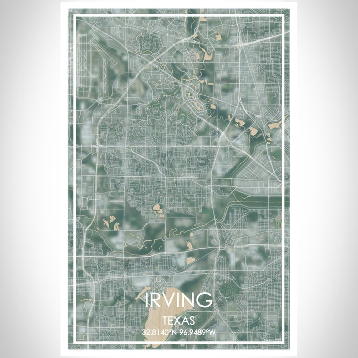 Irving Texas Map Print Portrait Orientation in Afternoon Style With Shaded Background
