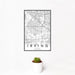 12x18 Irving Texas Map Print Portrait Orientation in Classic Style With Small Cactus Plant in White Planter