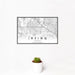 12x18 Irving Texas Map Print Landscape Orientation in Classic Style With Small Cactus Plant in White Planter
