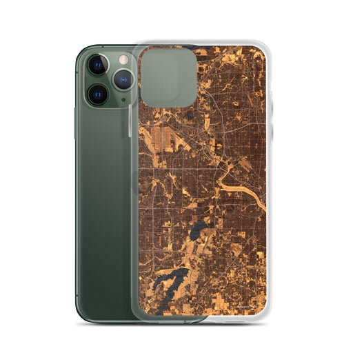 Custom Irving Texas Map Phone Case in Ember on Table with Laptop and Plant
