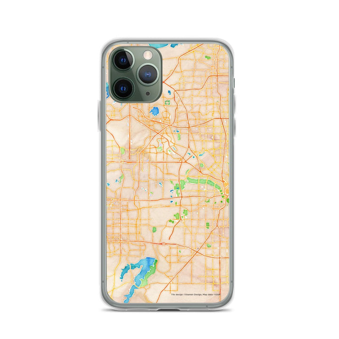 Custom Irving Texas Map Phone Case in Watercolor