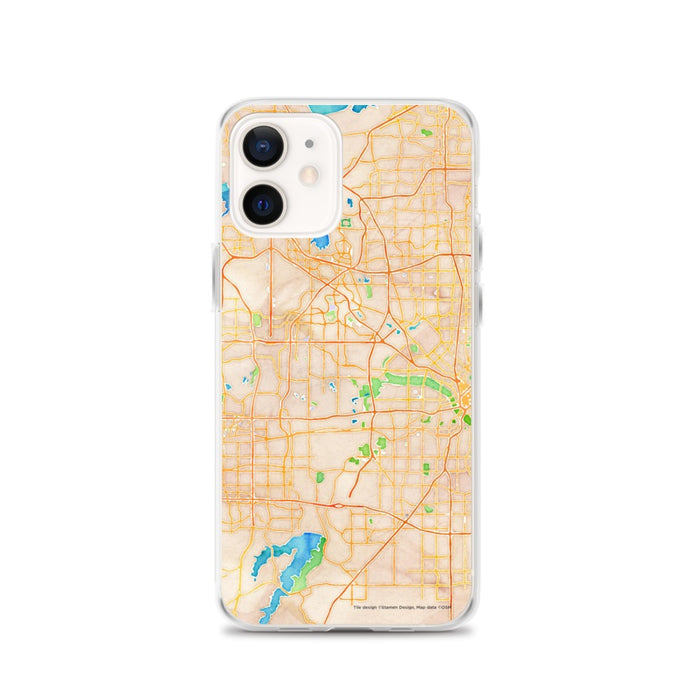 Custom Irving Texas Map iPhone 12 Phone Case in Watercolor