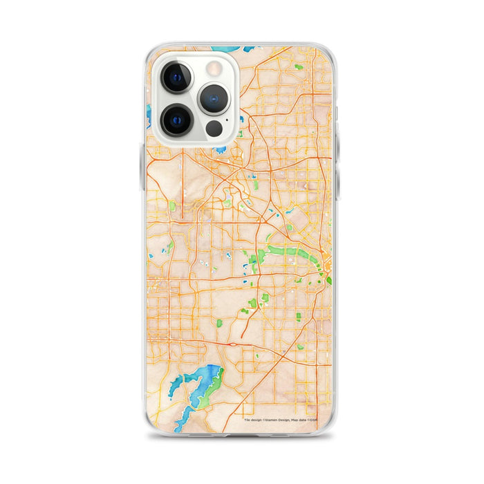 Custom Irving Texas Map iPhone 12 Pro Max Phone Case in Watercolor