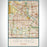 Irving Texas Map Print Portrait Orientation in Woodblock Style With Shaded Background