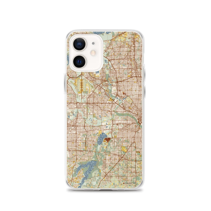 Custom Irving Texas Map iPhone 12 Phone Case in Woodblock