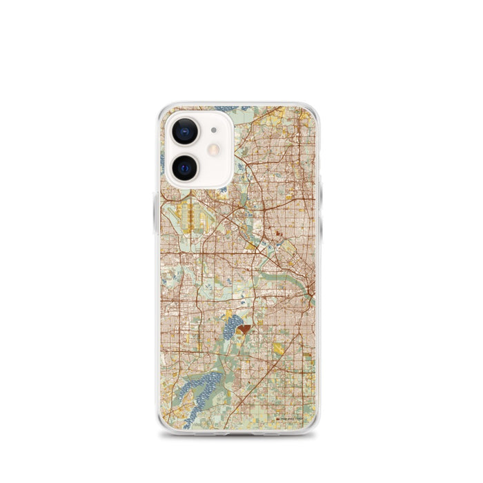 Custom Irving Texas Map iPhone 12 mini Phone Case in Woodblock
