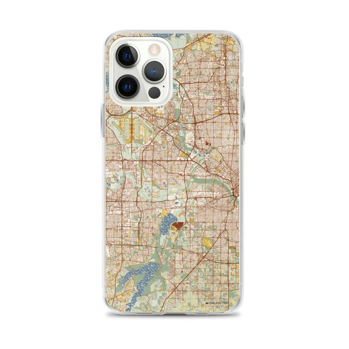 Custom Irving Texas Map iPhone 12 Pro Max Phone Case in Woodblock