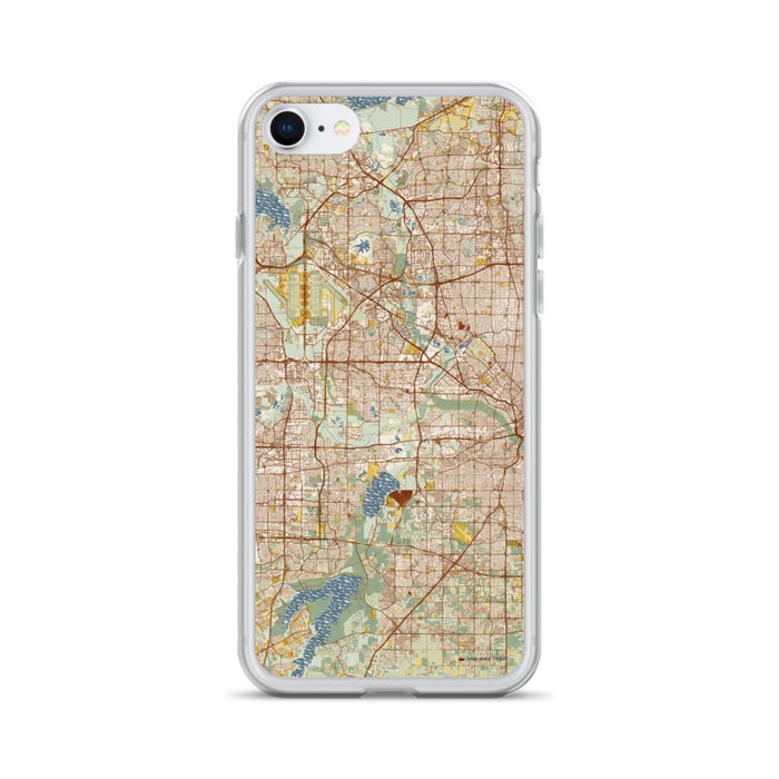 Custom Irving Texas Map iPhone SE Phone Case in Woodblock